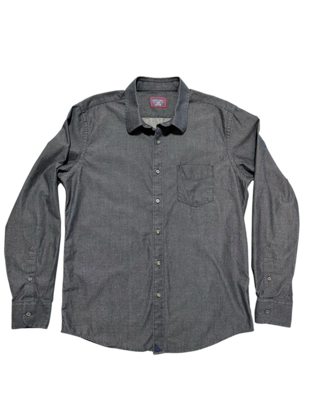 UNTUCKit Men's Charcoal Gray Long-Sleeve Button-Down Shirt Slim Fit L